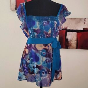 Studio Y Teal Babydoll blouse